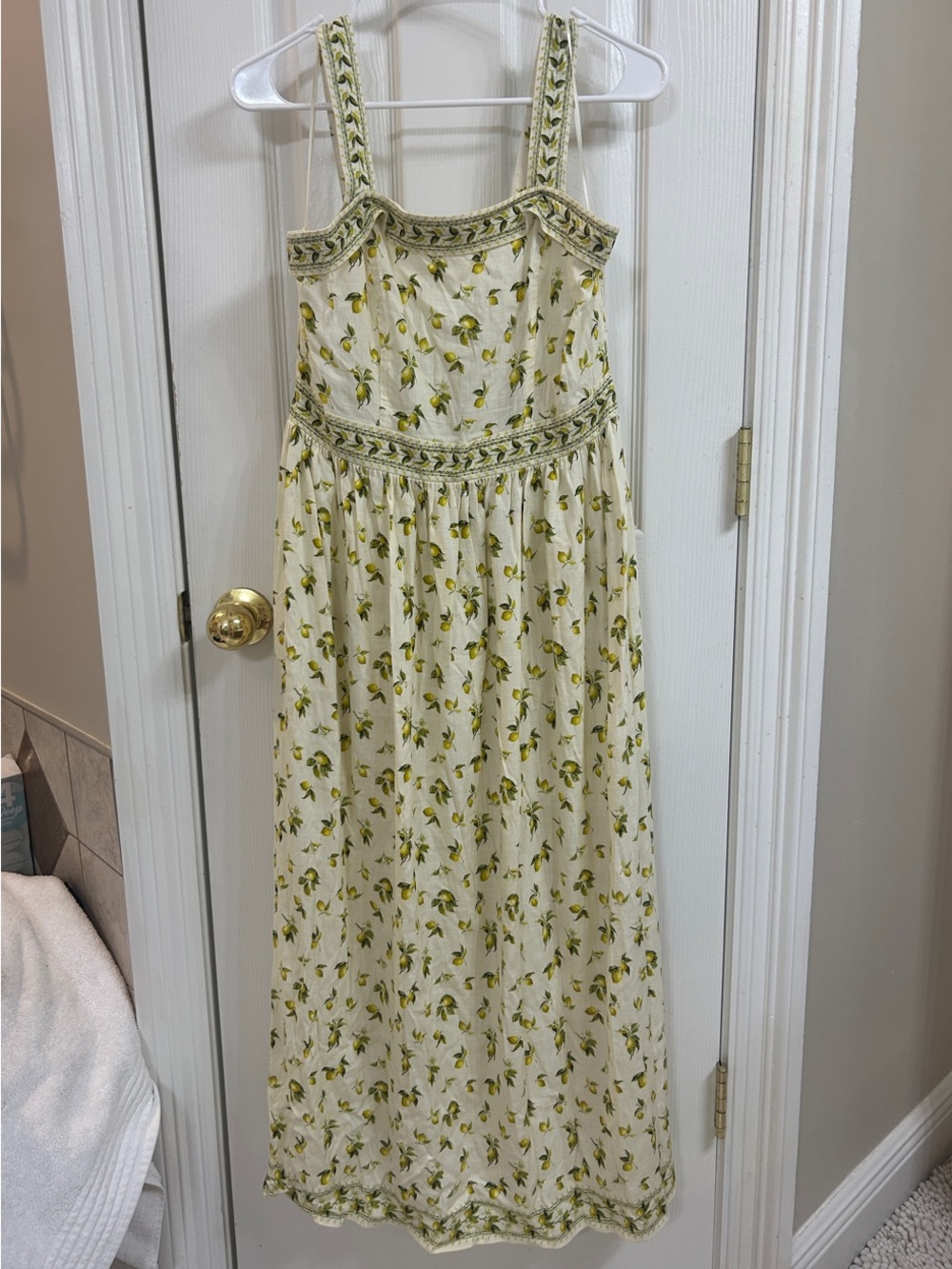 Max Studio Cream Maxi Dress with Lemon Print